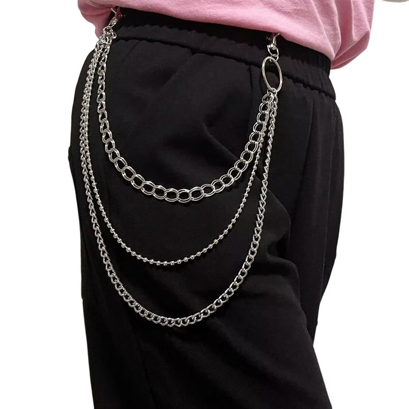 Metal Punk Rock Layered Pants Chain