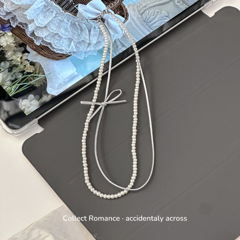 Fashion Beaded BowKnot Necklace Lovely Pearl Chokers Necklace