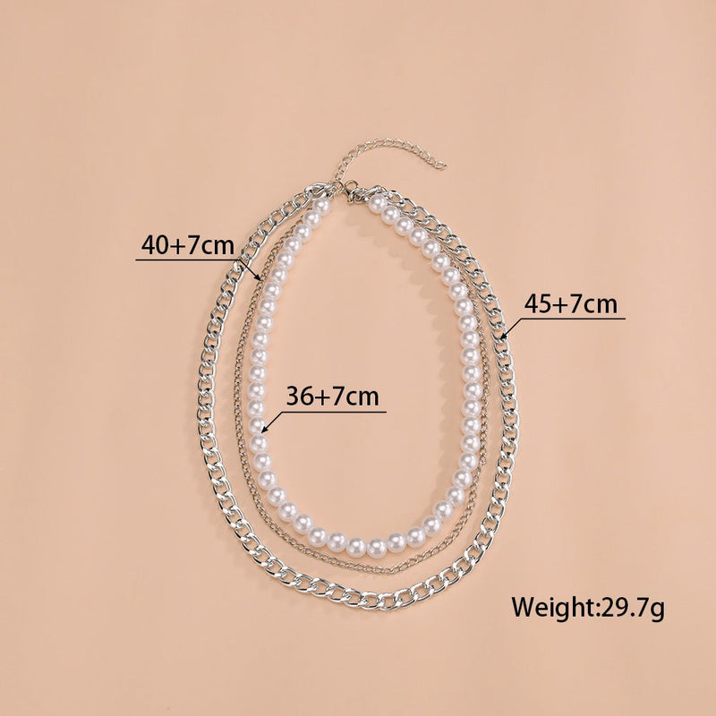 Multi-layer Pearl Chain Choker Necklace