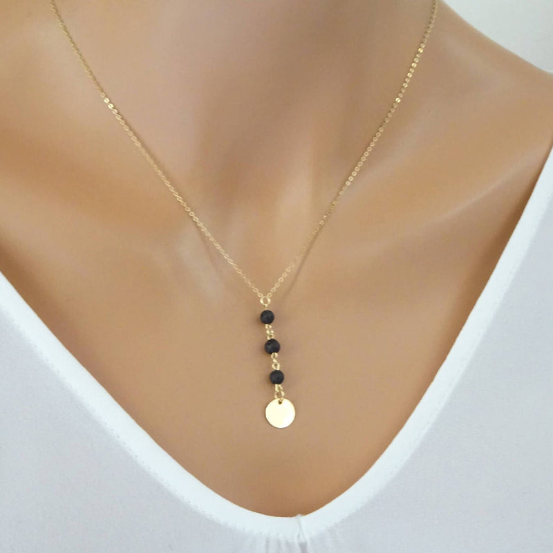 Long Disc Pendant Necklace