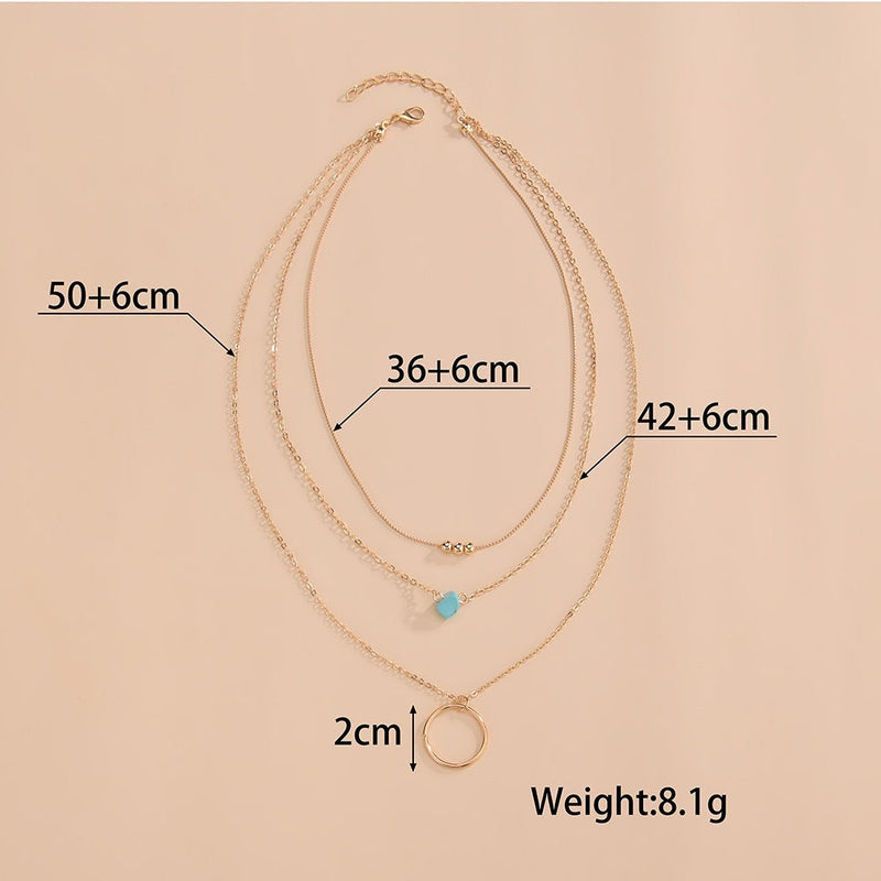 Gold Long Bohemian Pendant Necklace Turquoise Layered Necklace