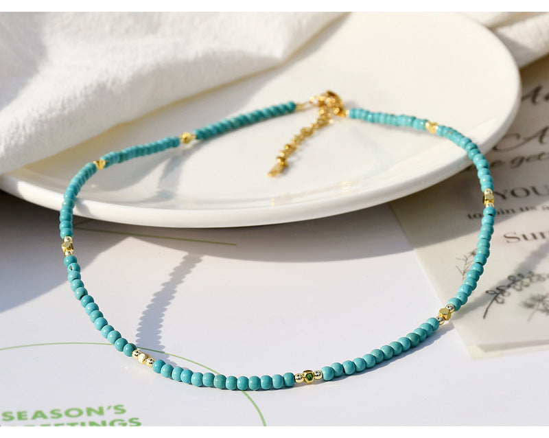 Natural Gemstone Turquoise Charms Necklace