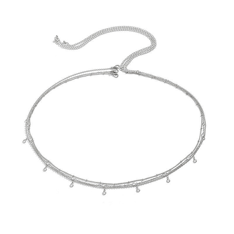 Sexy Rhinestone Double-layer Body Waist Chain
