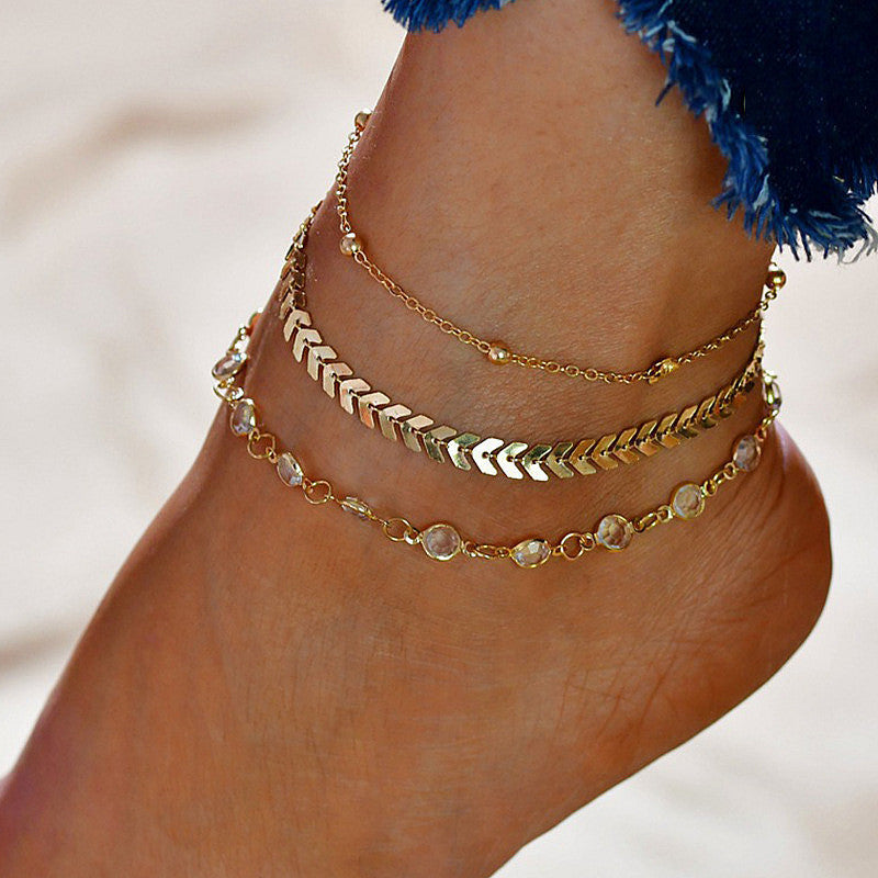 Boho Jewelry Rhinestone Anklets Chain Ankle Bracelet