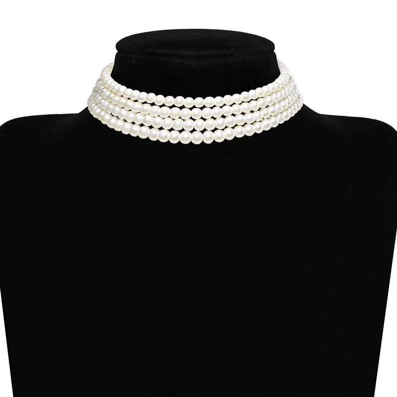 Layered Choker Pearl Necklaces Jewelry Set