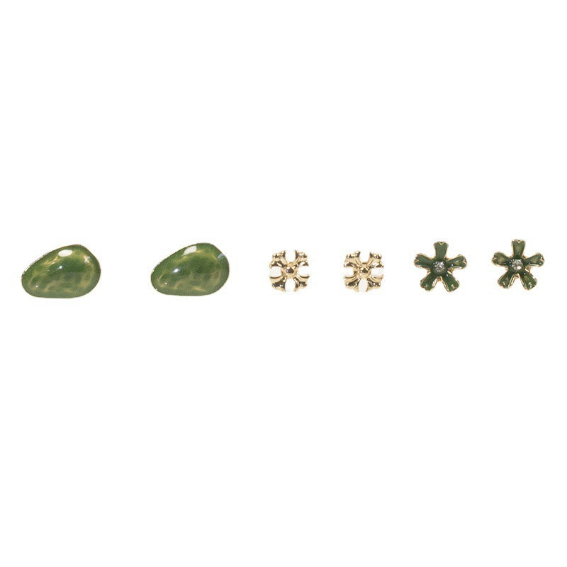 Avocado flower stud earrings set