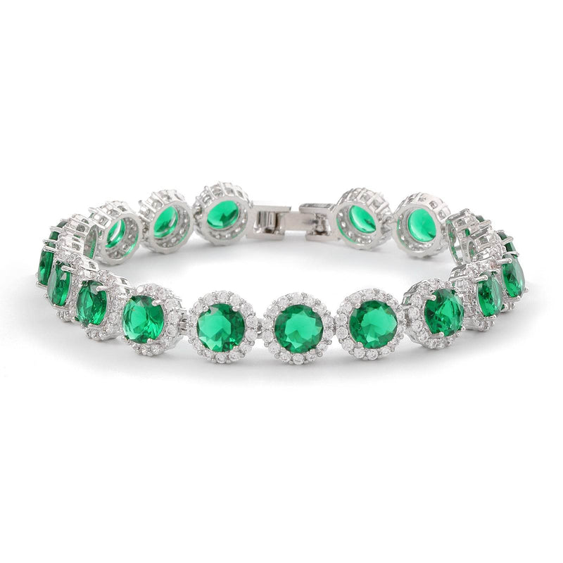 Dazzling Multicolor Cubic Zirconia Round Halo Chain Bracelet, Colored Gem Stones, Adjustable Design, and Unique Patterns