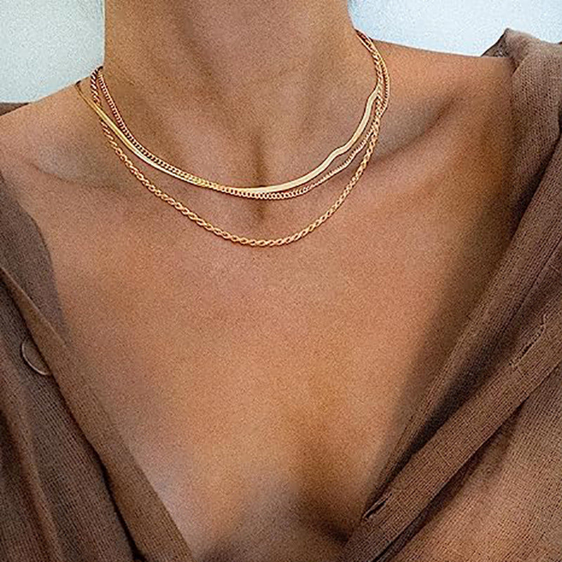 Double Layer Necklace Twist Chain for Women