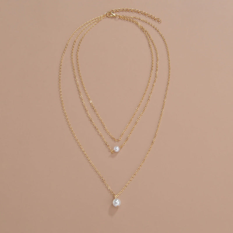 Beaded Three-layer Pearl Necklace