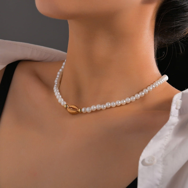 Shell Shape Pearl Choker Necklaces