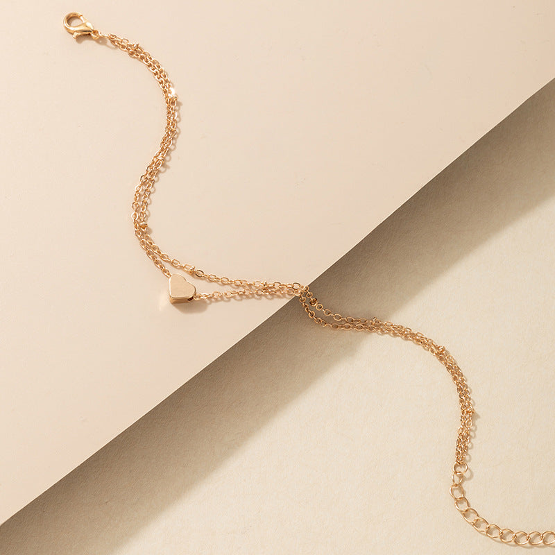 Bohemian Layered Heart Anklet Chain Summer Beach Anklets Jewelry