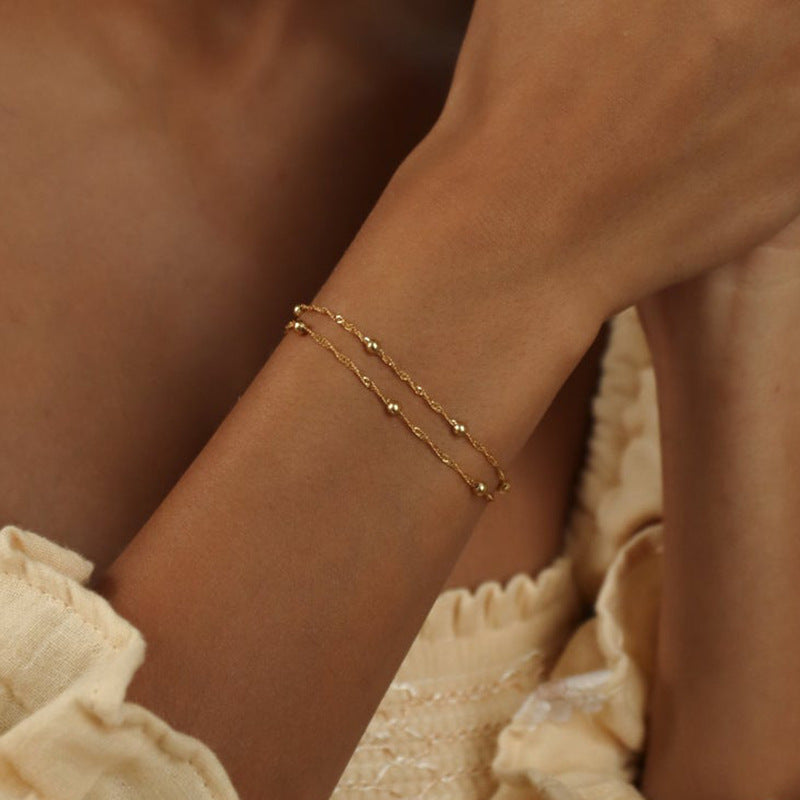 Double Layer Beaded Chain Bracelet
