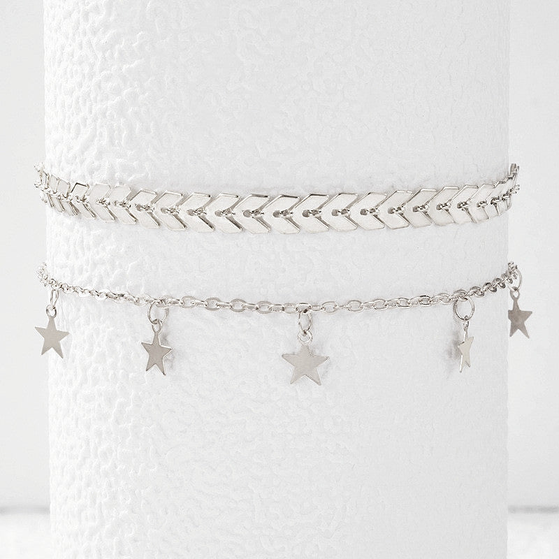 Layer Star Disc Beach Cuban Chain Foot Chain