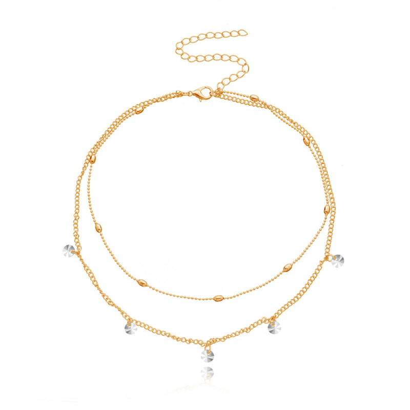 Small Crystal Stone Beads Chain Necklace