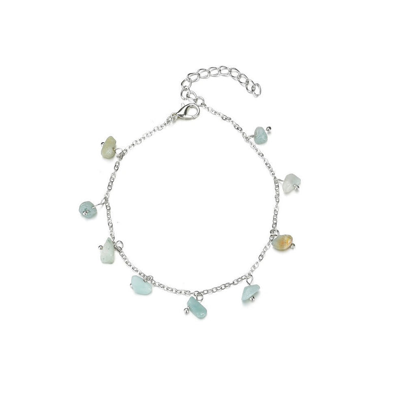 Aquamarine Stone Women Anklet Jewelry