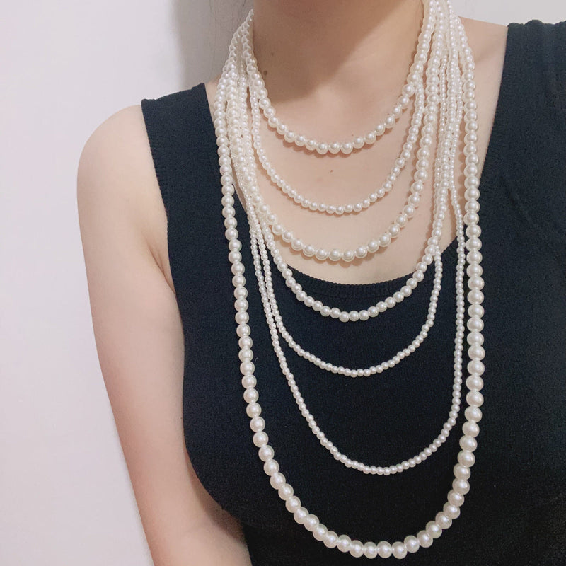 7 Layers Beaded Pearl String Necklace Big Statement Jewelry