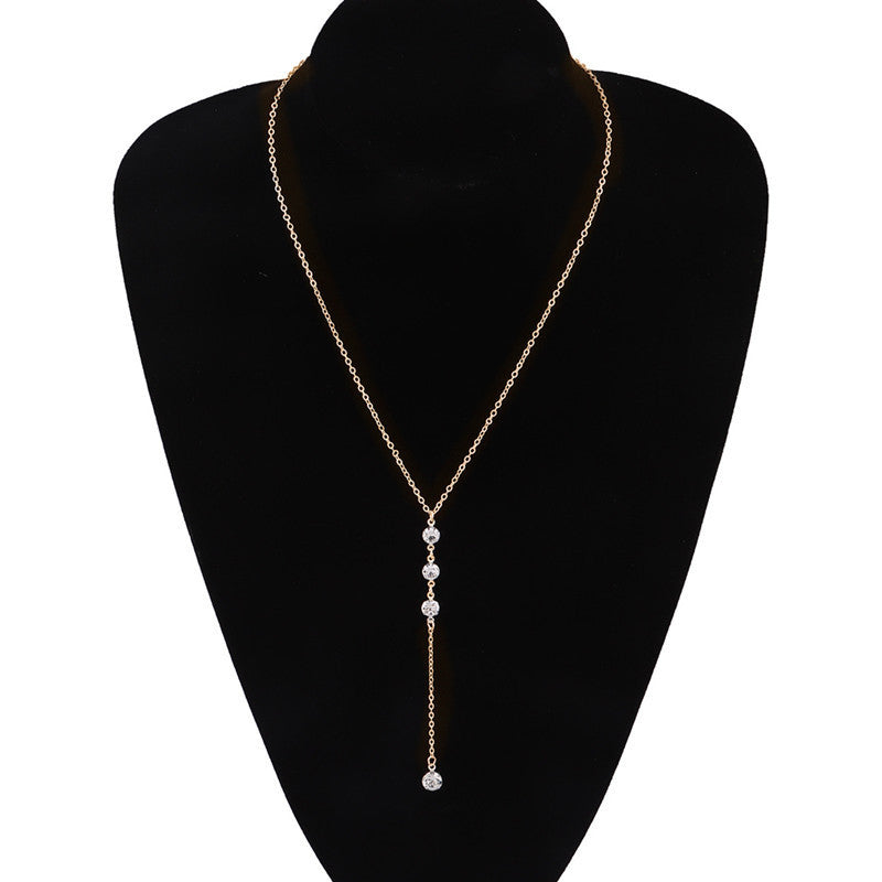 Rhinestone Chain Women Tassels Necklace