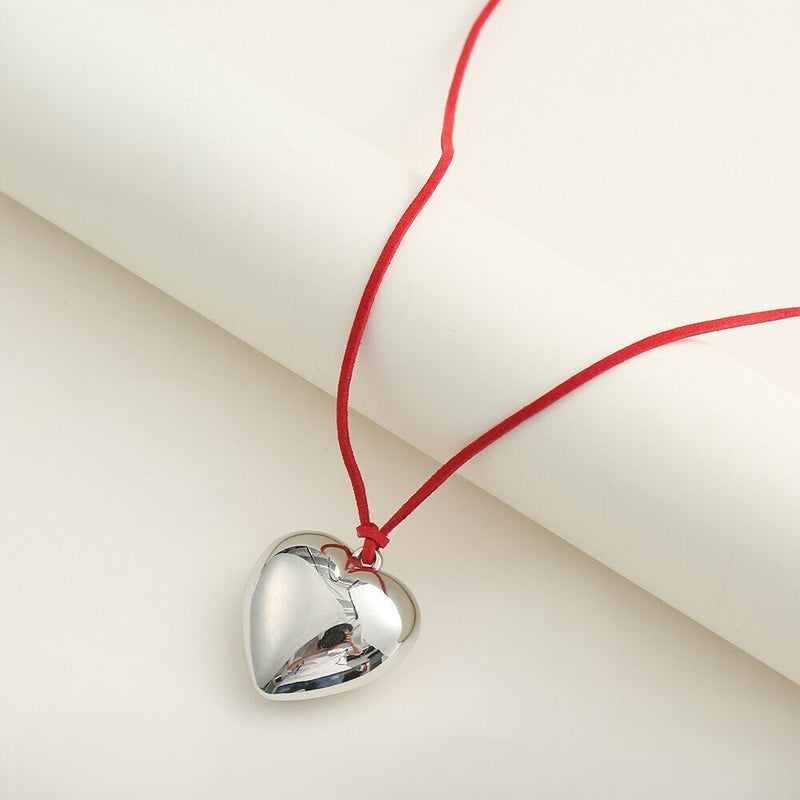 Wax Line Bowknot Beloved Heart Necklace