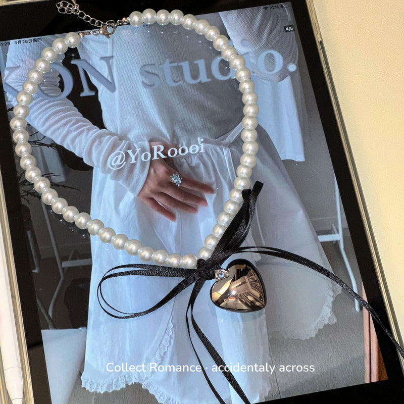 Heart Bowknot Pearl Necklaces