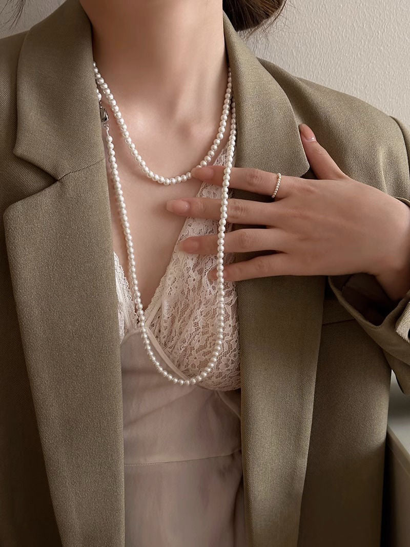 Long Pearl Necklace Costume Pearl Jewelry