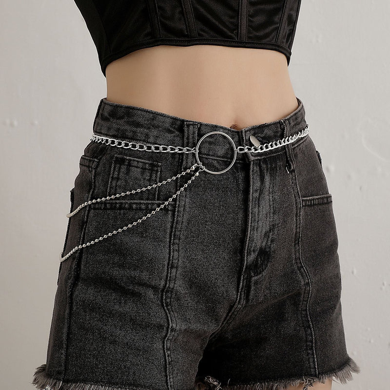 Hip Hop Punk Jewelry Retro Double Layer Metal Trouser Chain Waist Chain