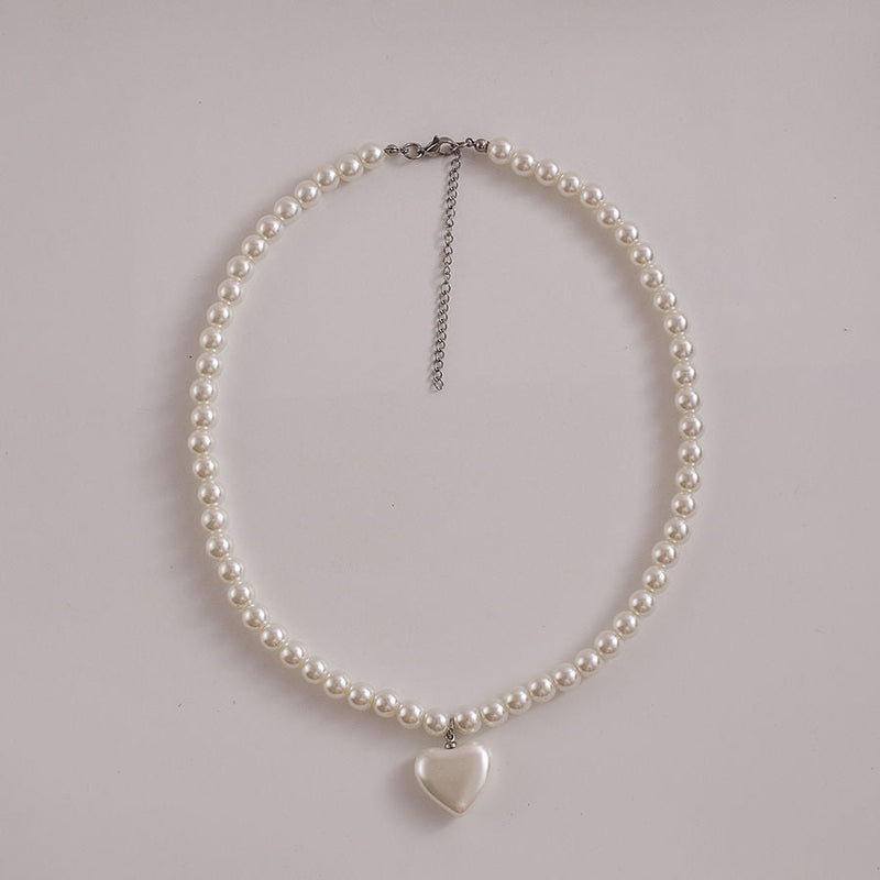 Vintage Pearl Choker Necklace Bohemia Heart Necklace