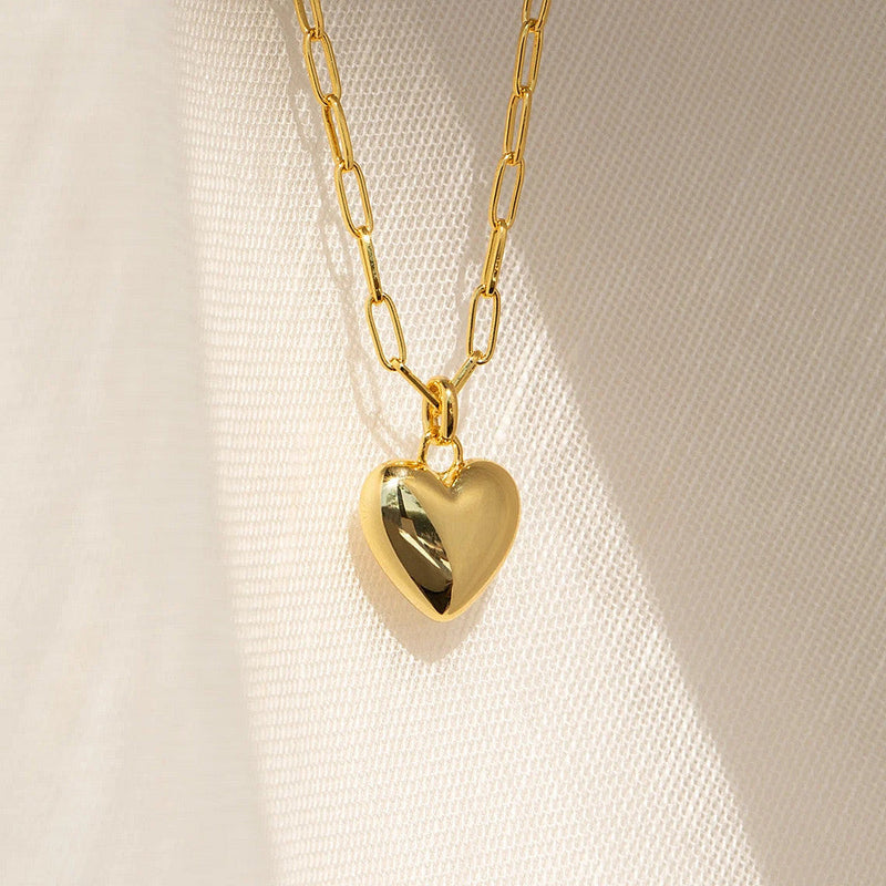 Vintage Gold Heart Charm Necklace
