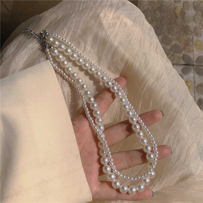 Multi Layer Chain Pearl Wedding Bridal Necklace