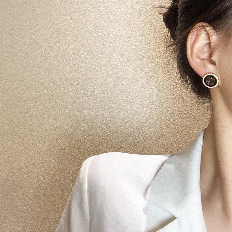 Pearl Rose Flower Earrings for Women