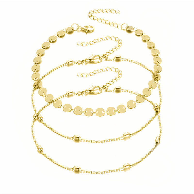 Layer Sequin Chain Anklet Bohemia Women Anklet