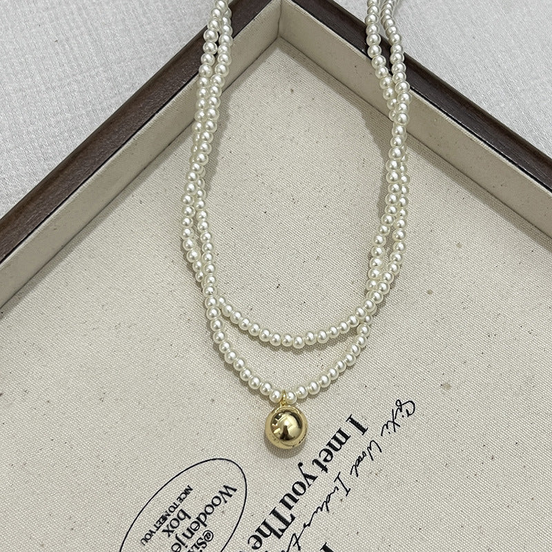 Choker Necklace for Women Double Layer Pearl Beads