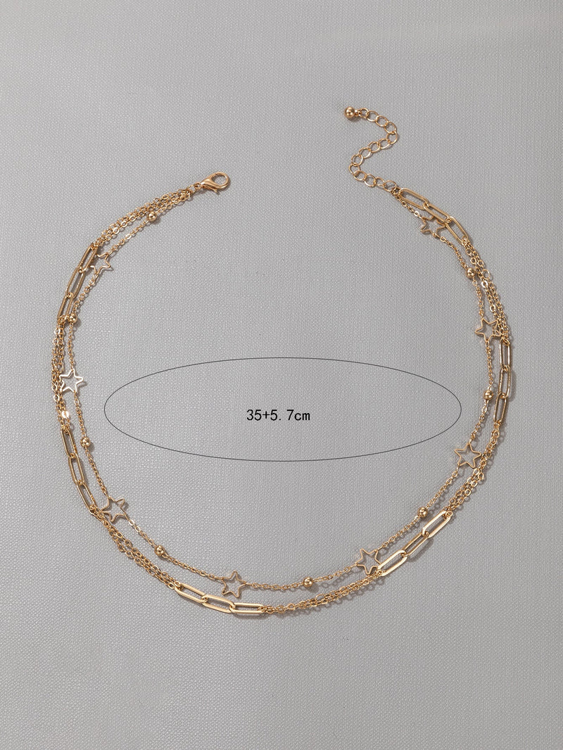 Double Layers Chain Star Charm Necklace