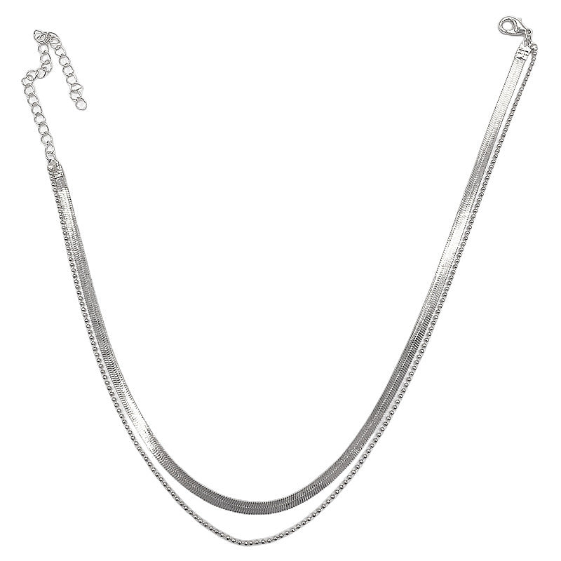 Double Layer Herringbone Snake Chain Necklace