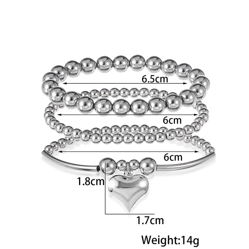 Fashion Peach Heart Pendant Beaded Bracelet