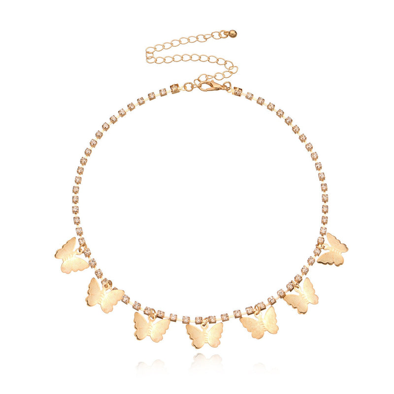 Tassel Tiny Butterfly Choker Necklace