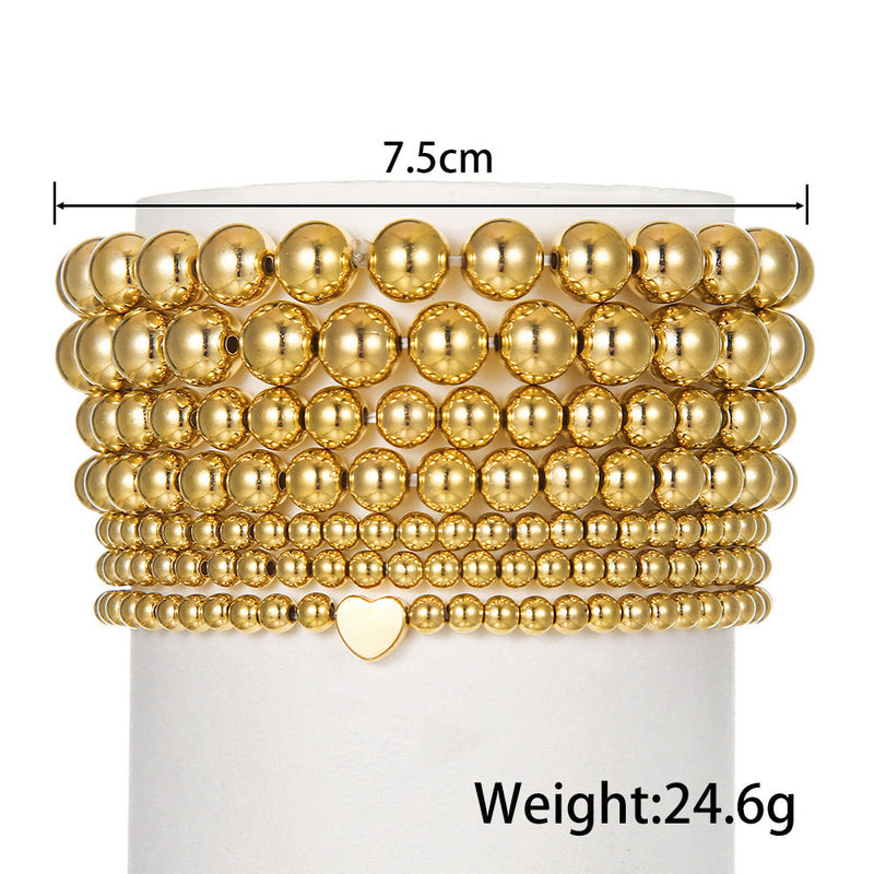 Metallic Bead Stretch Bracelet Set