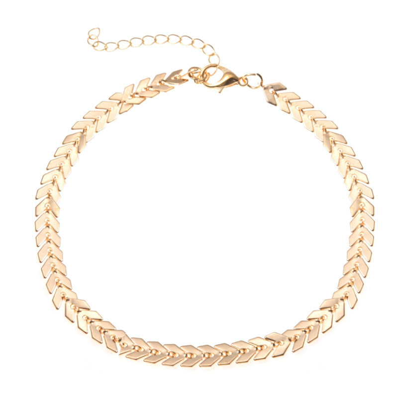 Bohemian Fish Bone Arrow Anklet Jewelry