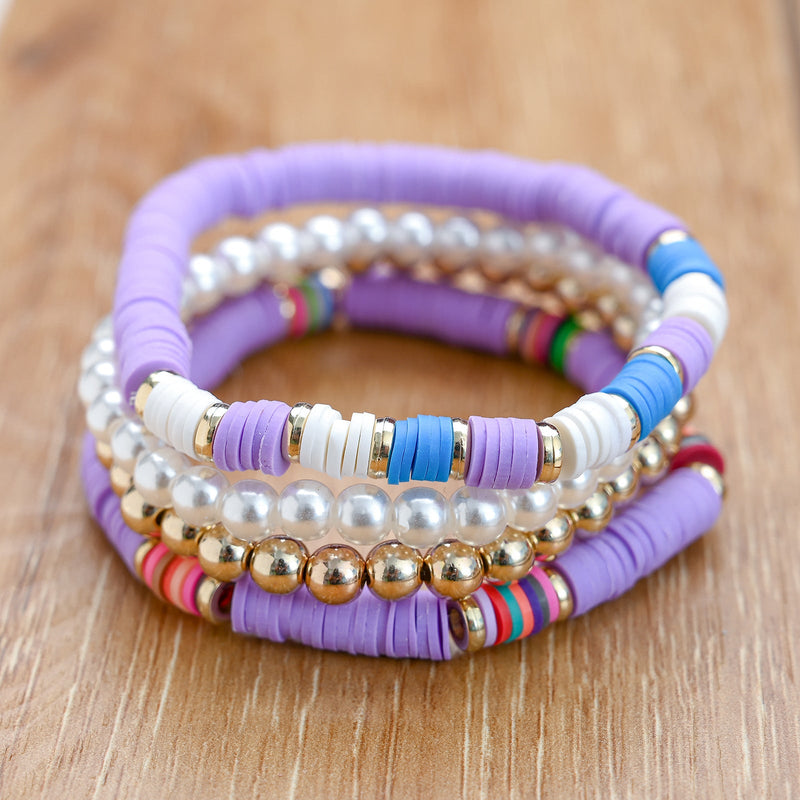 Bohemian Beaded Stretch Bracelets Colors Clay Beads