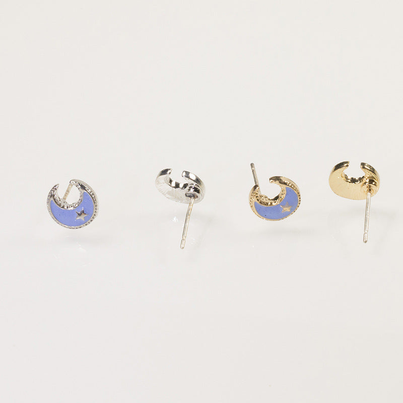 Clover Moon Stud Earrings Set