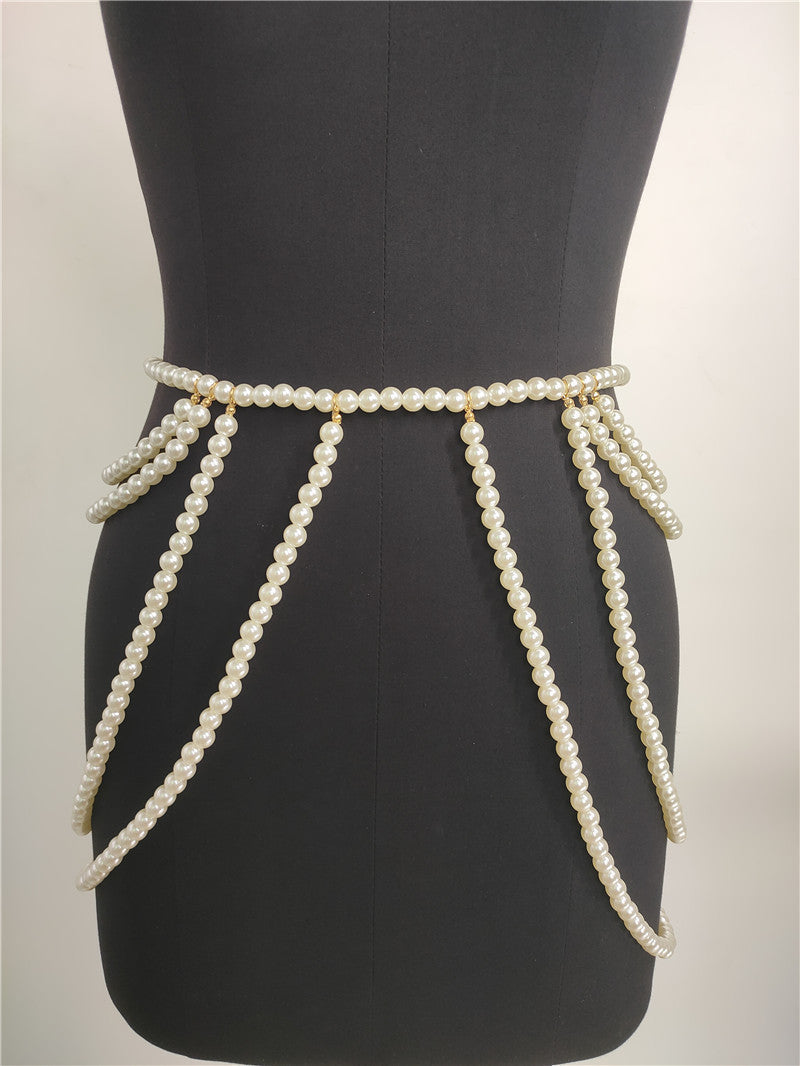 Multi-Layer Pearl Belt New Bead Skirt Chain