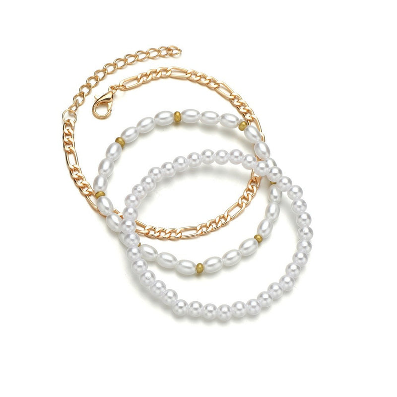 Bohemian Imitation Pearl Bead Chain Bracelet