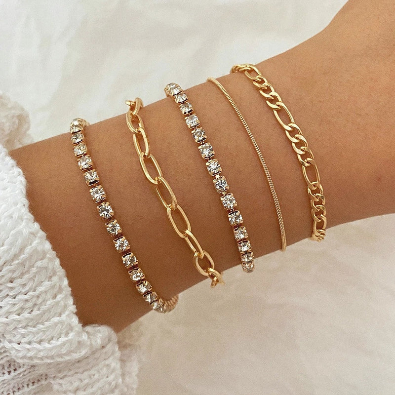 Women Tennis Chain Bracelet Set
