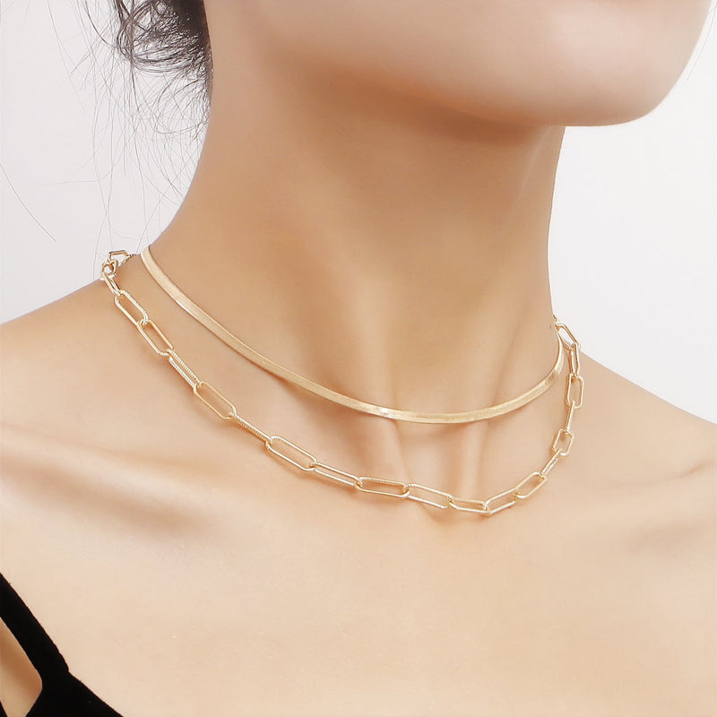 Multi Layer Snake Chain Clasp Necklace