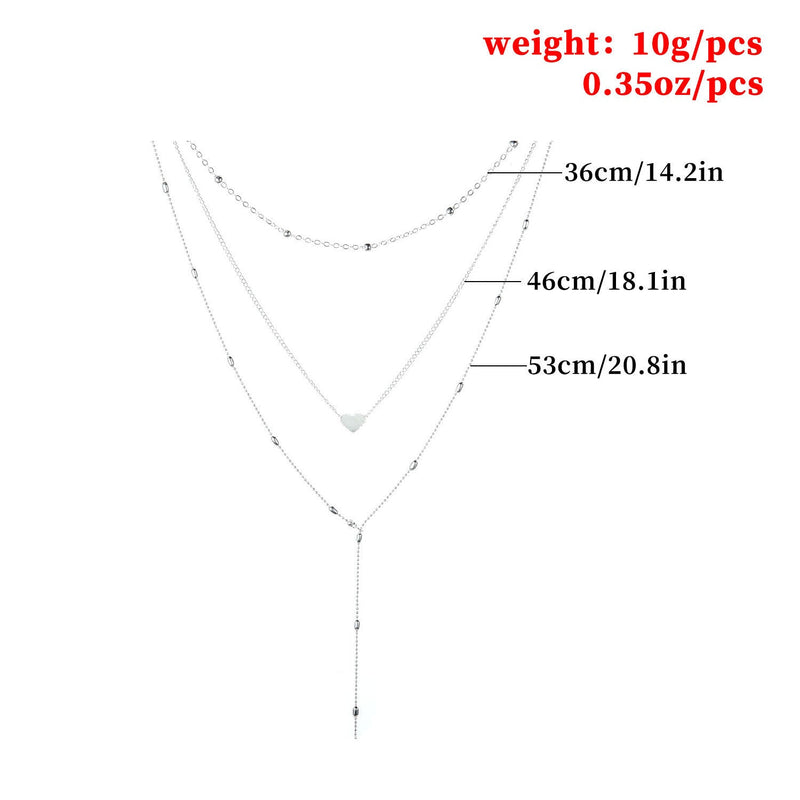 Women Necklaces Pendants 3 Multi Layer Heart Tassel Charm