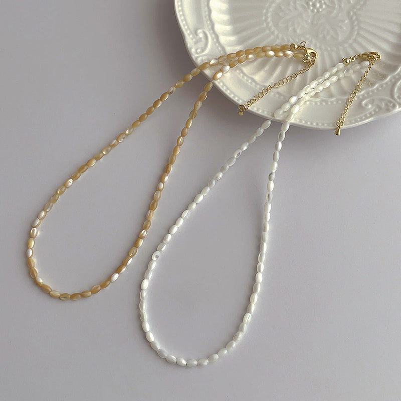 Handmade Oval Shell Bead Necklace