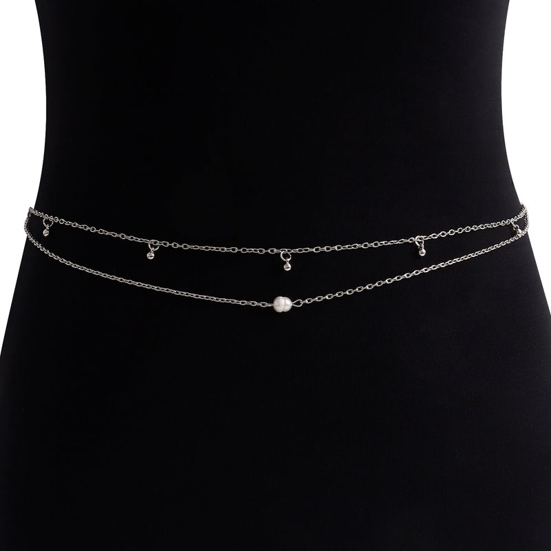 Boho Layer Body Chains Pearl Bikini Belly Chain