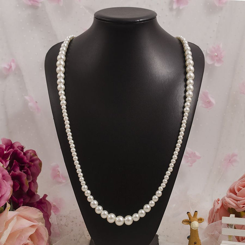 Round Glass Imitation Pearl Necklace Wedding
