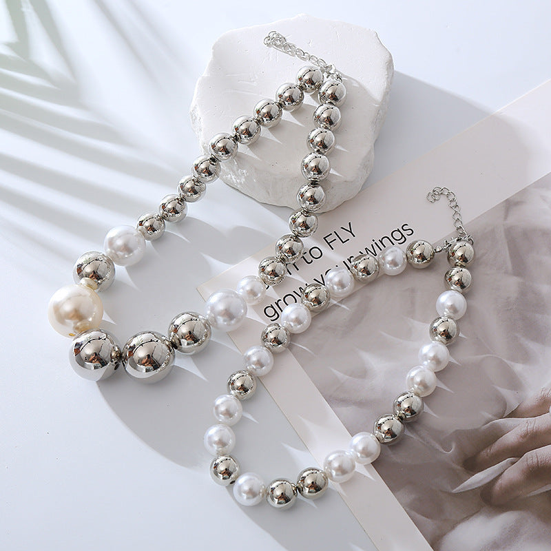 Fashion Jewelry Necklace Silver Short Pearl Necklace