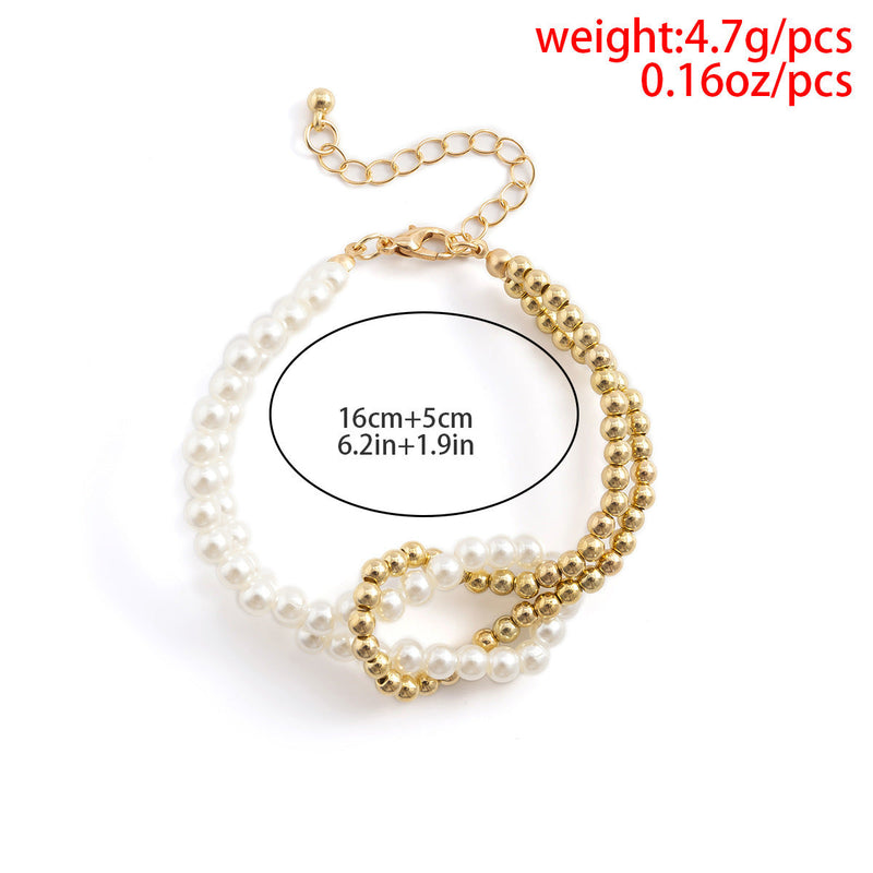 Twisted Pearls Double Stranded Beaded Bracelet