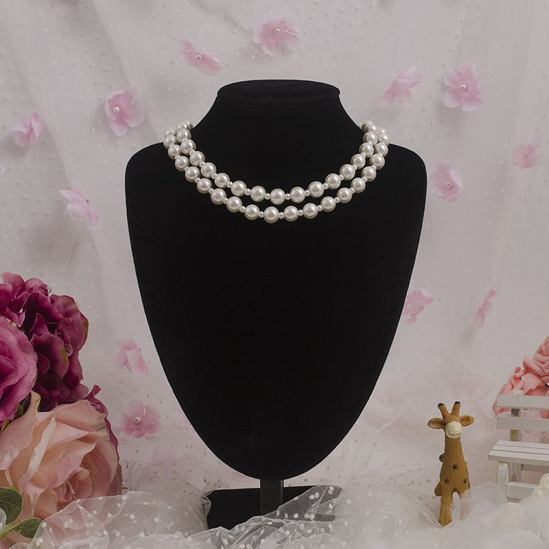 White Glass Pearl Beaded Necklace Wedding Bride